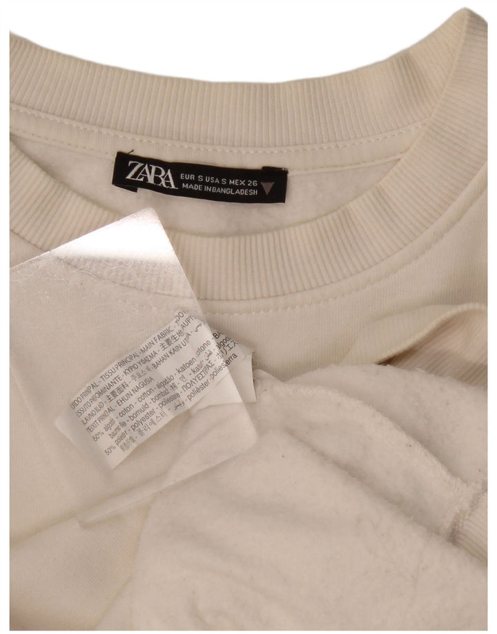 Женский укороченный свитшот оверсайз Zara UK 10, маленький белый хлопок