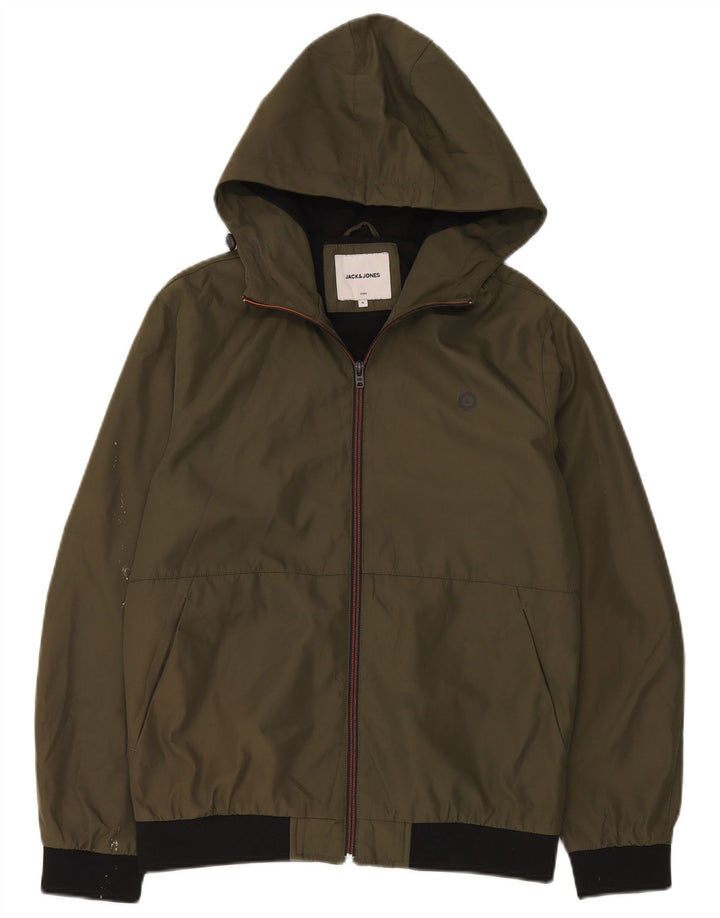 Мужская ветровка Jack & Jones с капюшоном UK 36, маленький цвет хаки, полиэстер