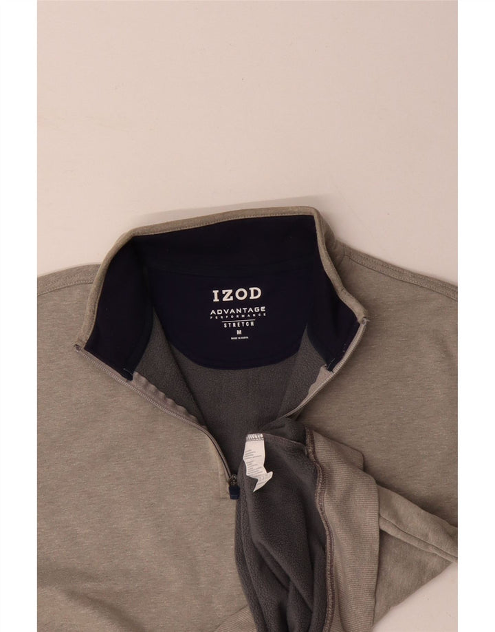 IZOD Мужской свитшот с воротником на молнии, джемпер среднего серого цвета, хлопок