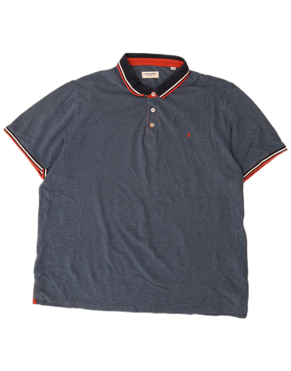 Мужская рубашка-поло Jack & Jones 3XL темно-синяя, хлопок