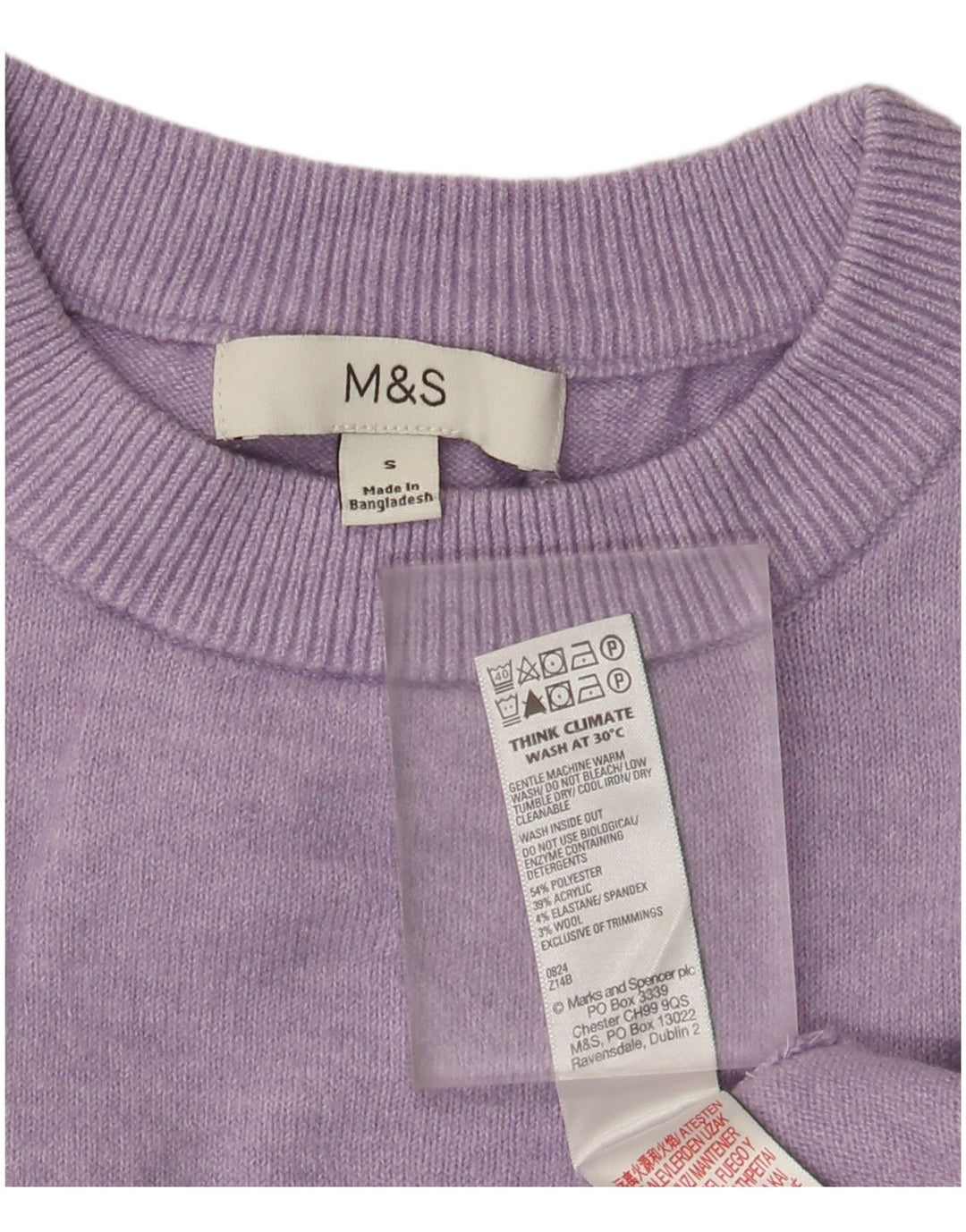 Женский джемпер с круглым вырезом Marks & Spencer, Великобритания, 10, маленький, фиолетовый