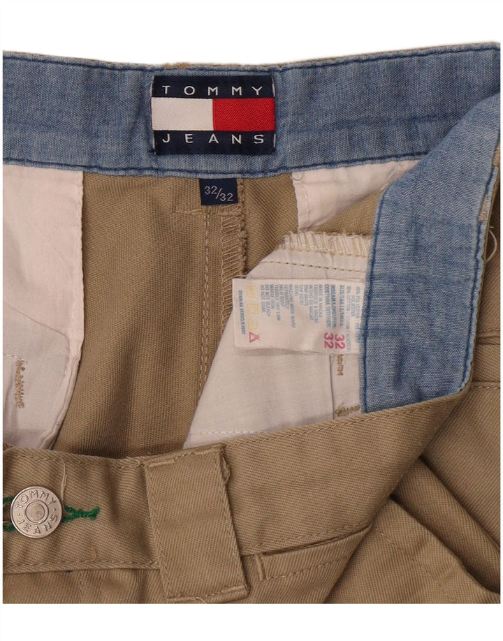 TOMMY HILFIGER Mens Straight Chino Trousers W32 L32 Beige Polyester