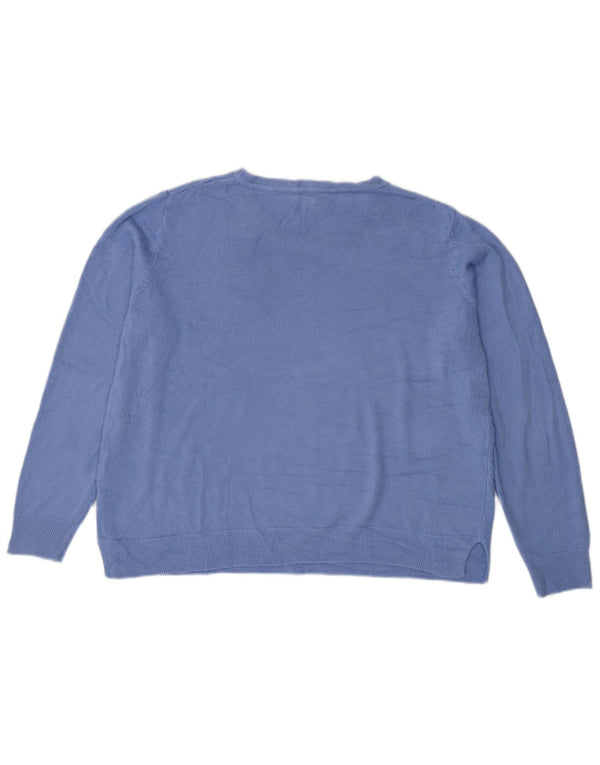 Женский джемпер свободного кроя с вырезом «лодочка» Marks & Spencer, Великобритания, 18 XL, синий