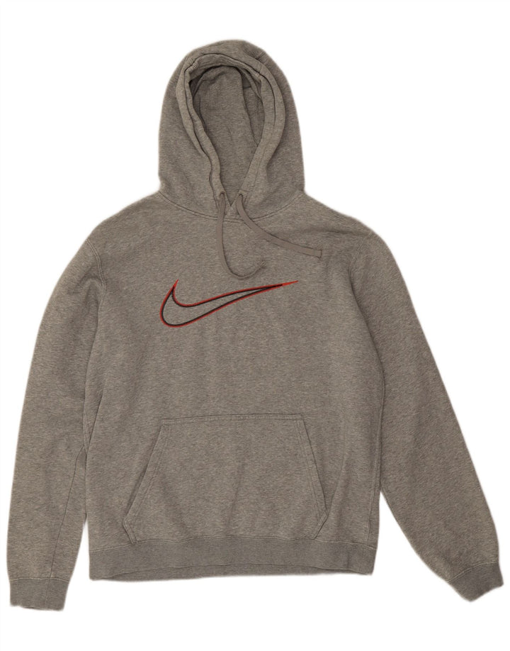 Мужской джемпер с капюшоном с графическим рисунком Nike, хлопковый джемпер среднего серого цвета с крапинками