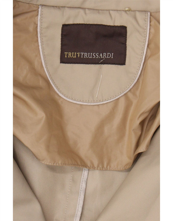 TRUSSARDI Mens Double Breasted Trench Coat UK 38 Medium Beige