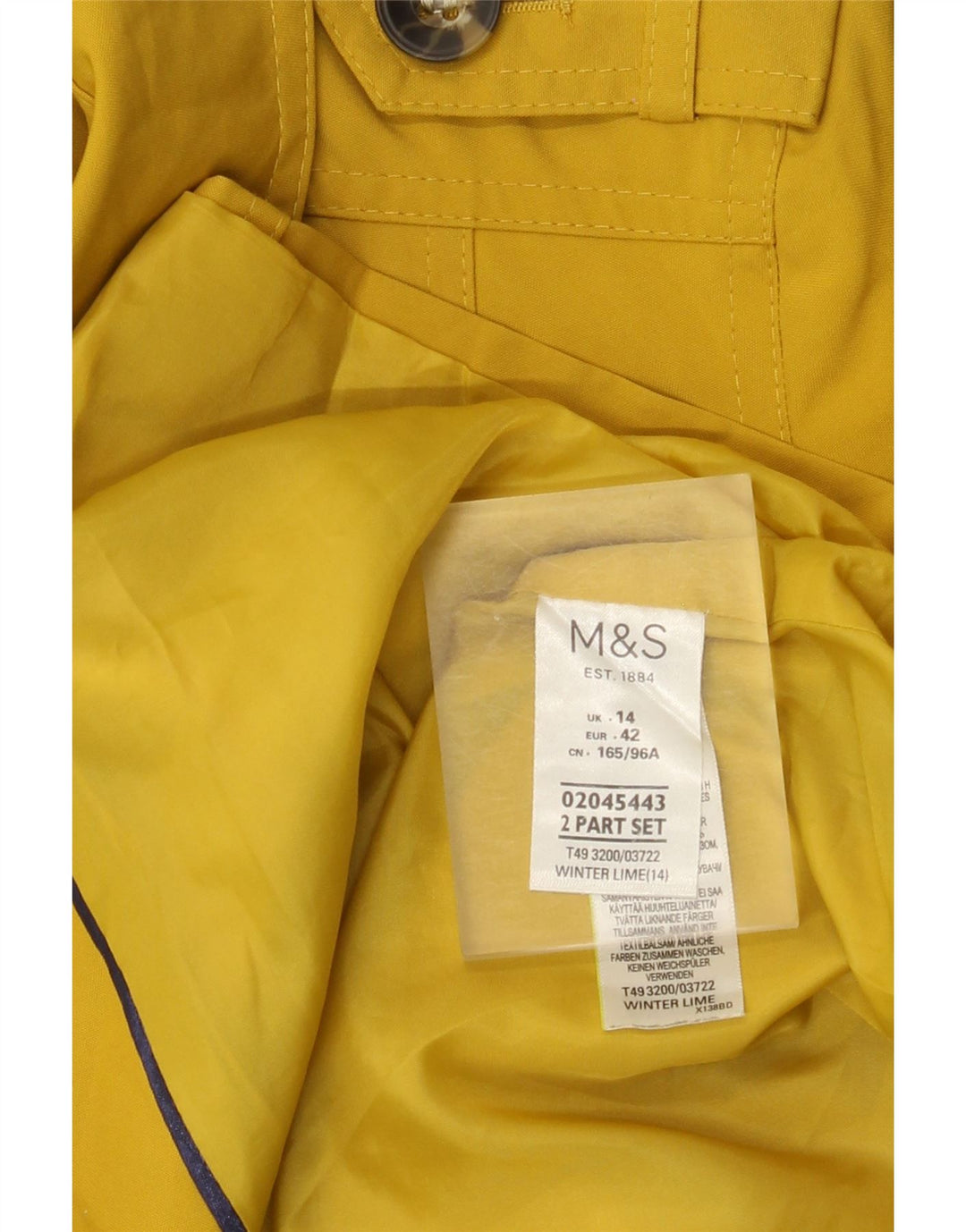 Женский тренч Marks & Spencer UK 14, полиэстер среднего желтого цвета