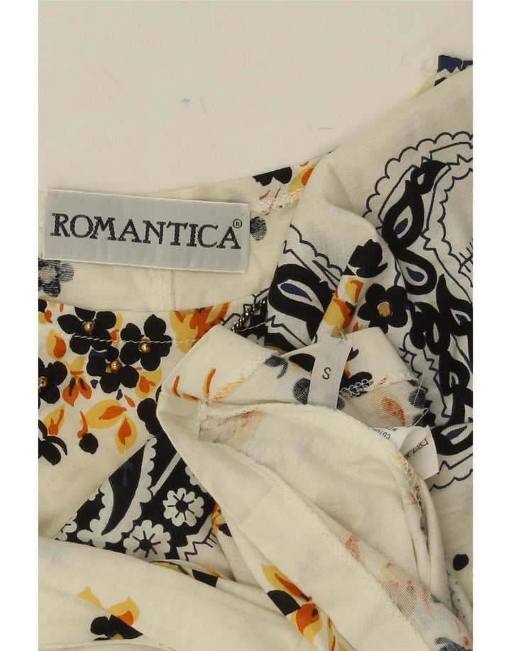 ROMANTICA Womens Oversized Blouse Top UK 10 Small Off White Floral Vintage Romantica and Second-Hand Romantica from Messina Hembry 