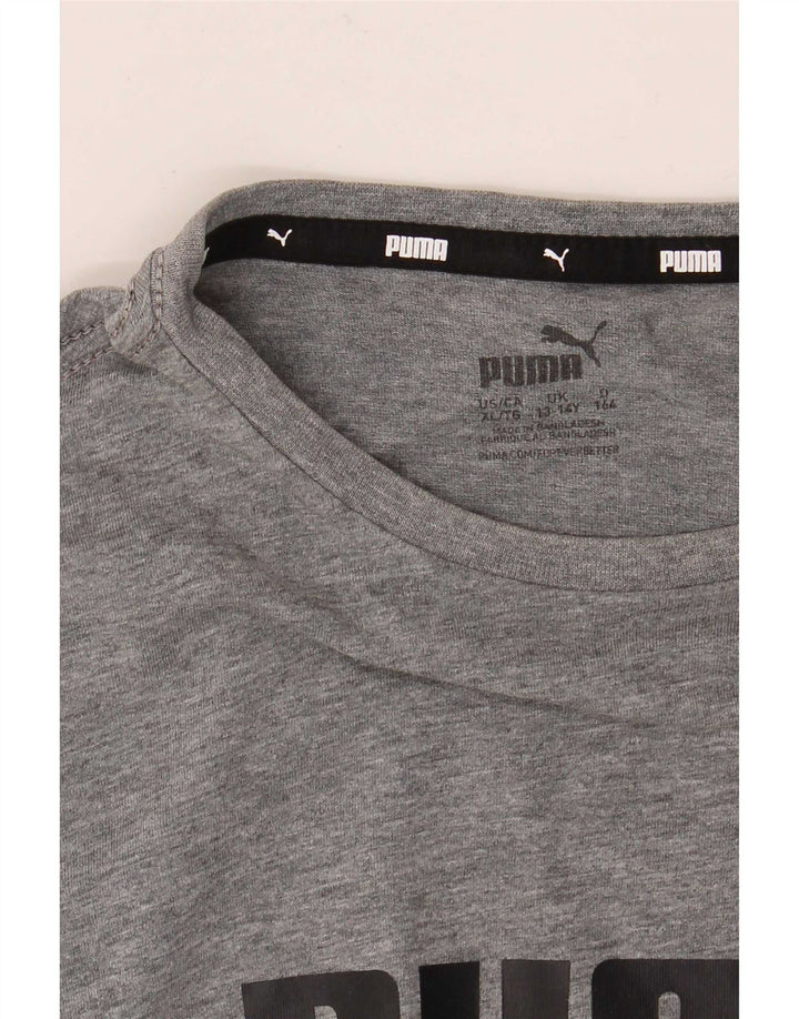 Футболка с рисунком Puma для мальчиков, топ 13-14 лет, серая