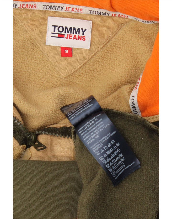 TOMMY JEANS Мужской свободный джемпер с капюшоном на молнии, средний зеленый, цветные блоки