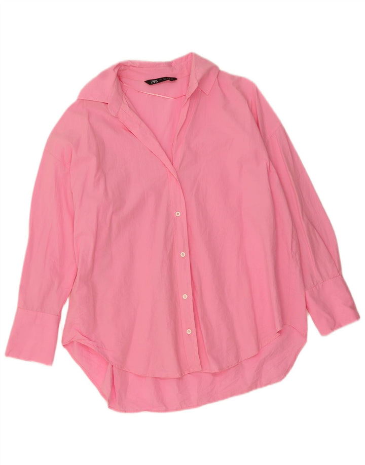 ZARA Womens Longline Oversized Shirt UK 10 Small Pink