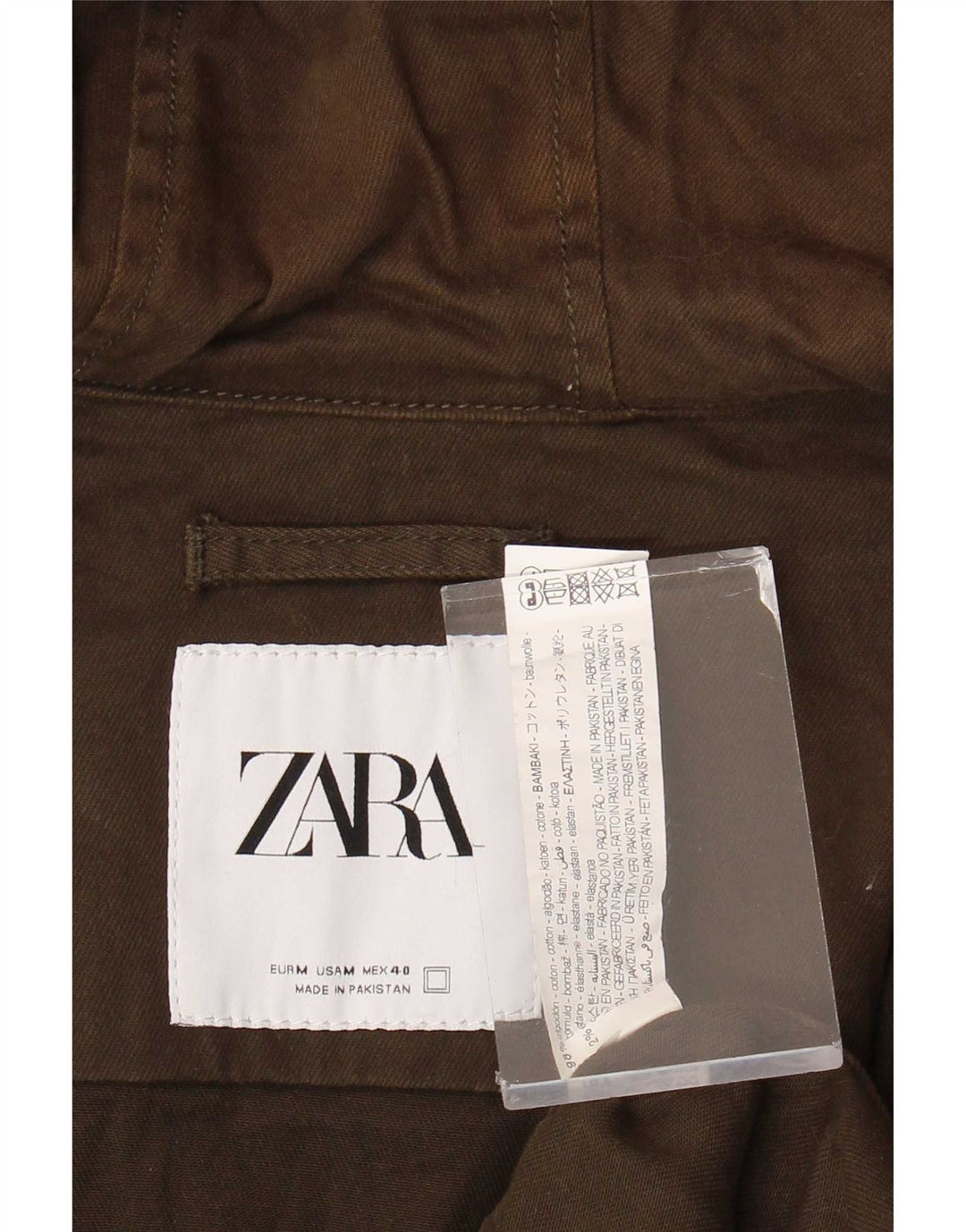 Мужская куртка Zara UK 38, средний цвет хаки, хлопок