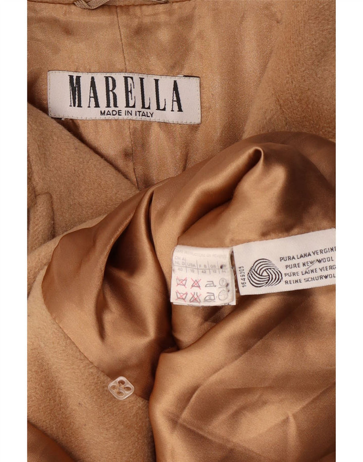 MARELLA Женское двубортное пальто UK 12 Medium Beige из натуральной шерсти Classic