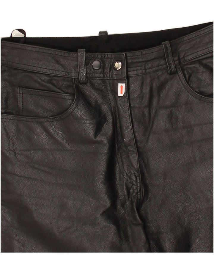 VINTAGE Womens Straight Trousers EU 40 Medium W30 L29 Black Leather Vintage Vintage and Second-Hand Vintage from Messina Hembry 