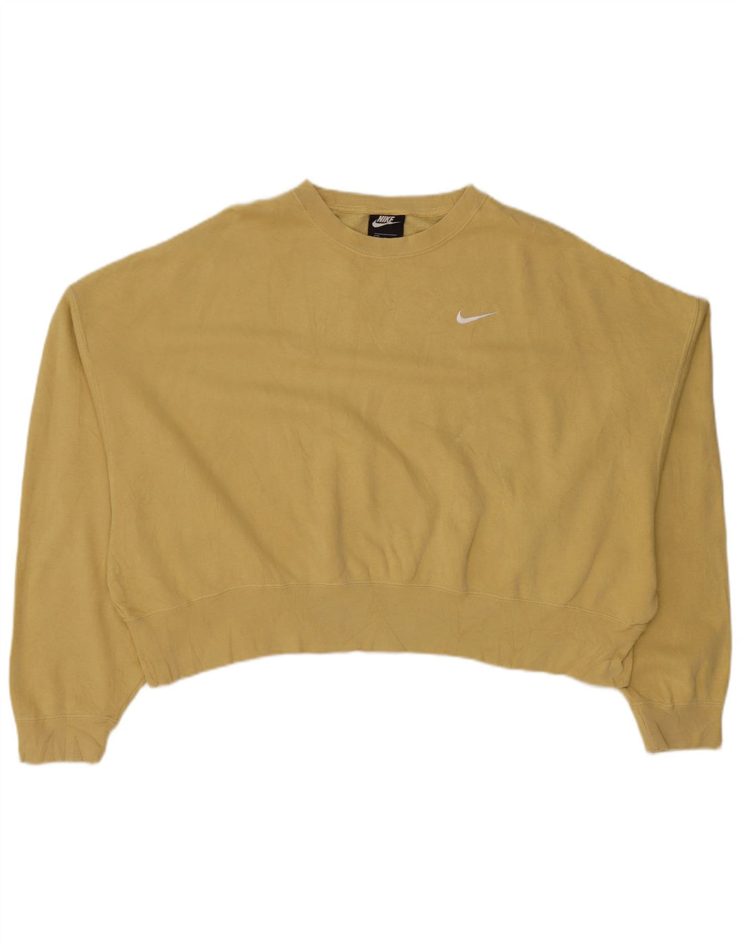 Женский укороченный свитшот оверсайз NIKE UK 14, хлопок среднего цвета хаки