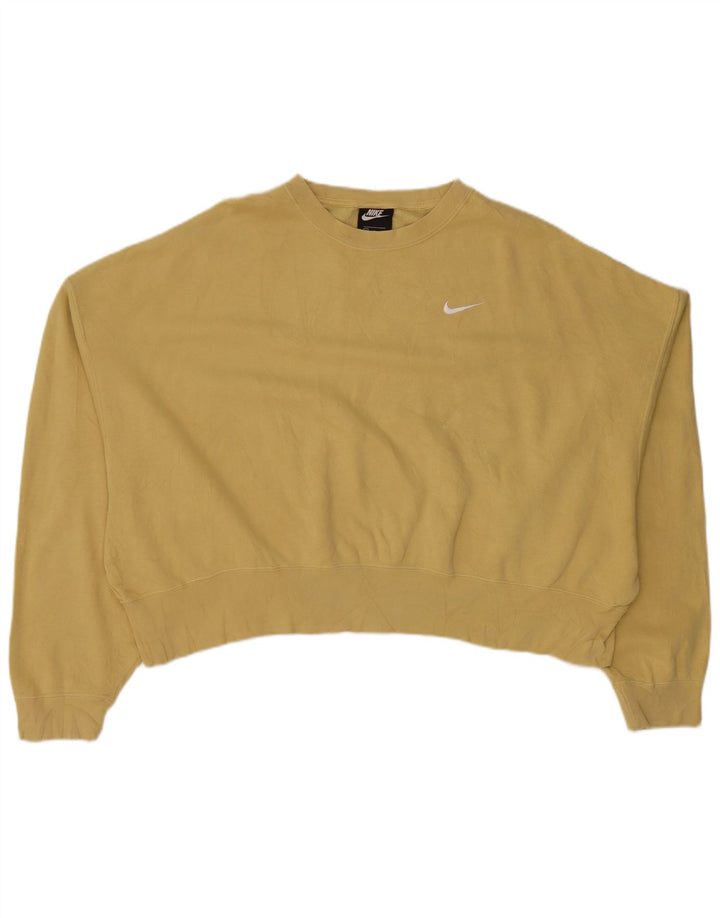 Женский укороченный свитшот оверсайз NIKE UK 14, хлопок среднего цвета хаки