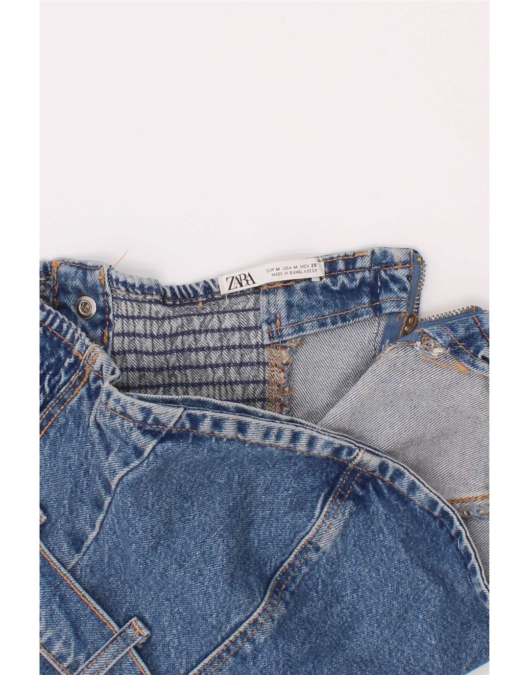 Женский укороченный джинсовый топ без бретелек Zara UK 12, средний синий