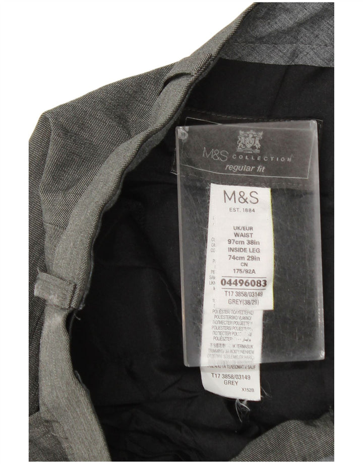 Мужские костюмные брюки классического кроя Marks & Spencer W38 L29, серый полиэстер