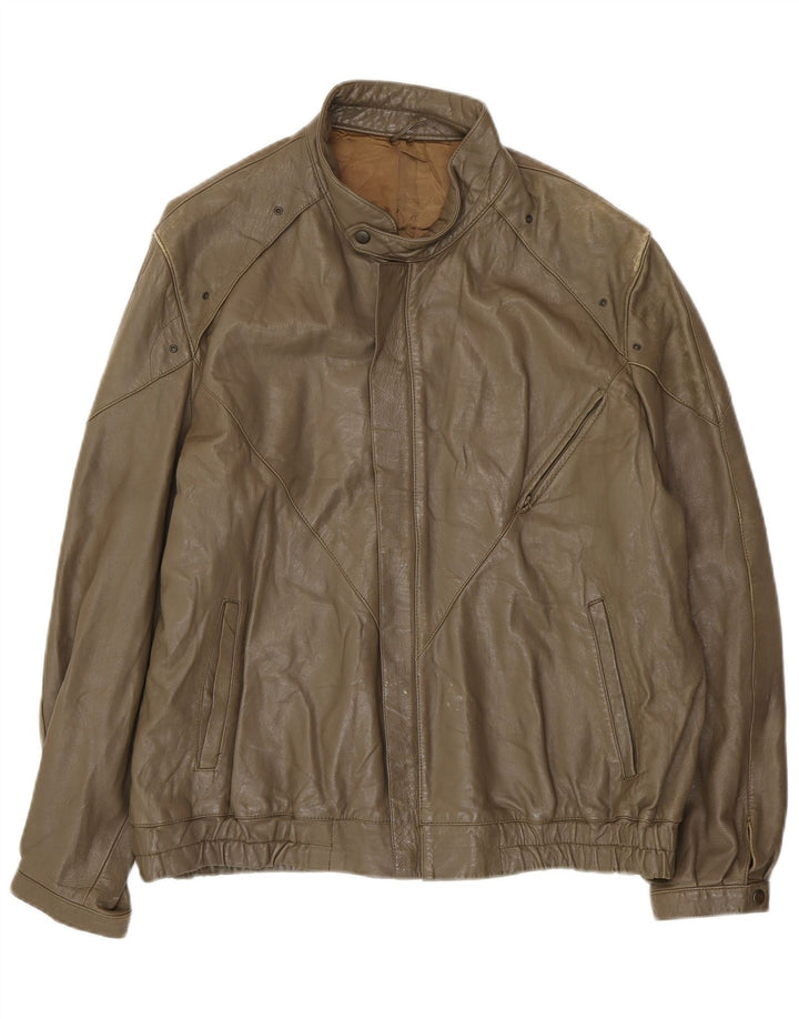 VINTAGE Мужская кожаная куртка IT 56 3XL Коричневая кожа