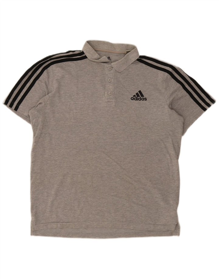 Мужская рубашка-поло Adidas, маленькая серая, хлопковая в крапинку