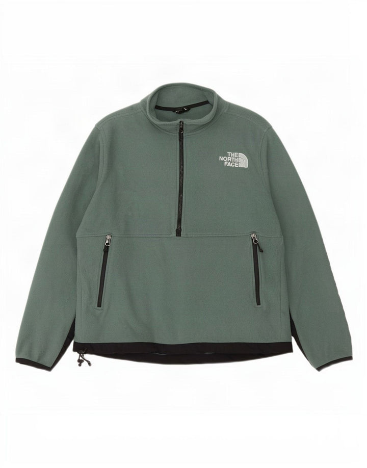 Мужской флисовый джемпер с воротником на молнии The North Face, большой зеленый полиэстер