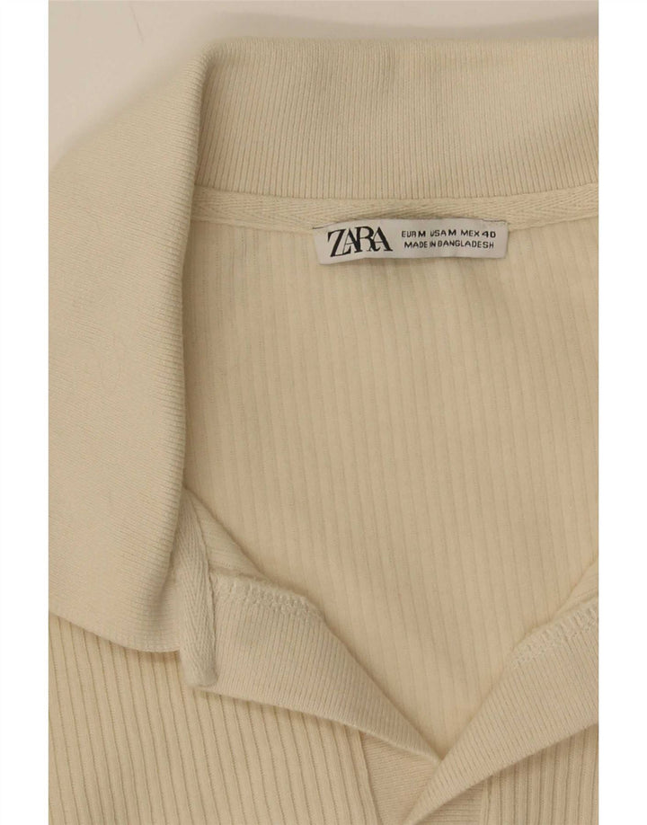 Мужская рубашка-поло с коротким рукавом Zara среднего бежевого цвета