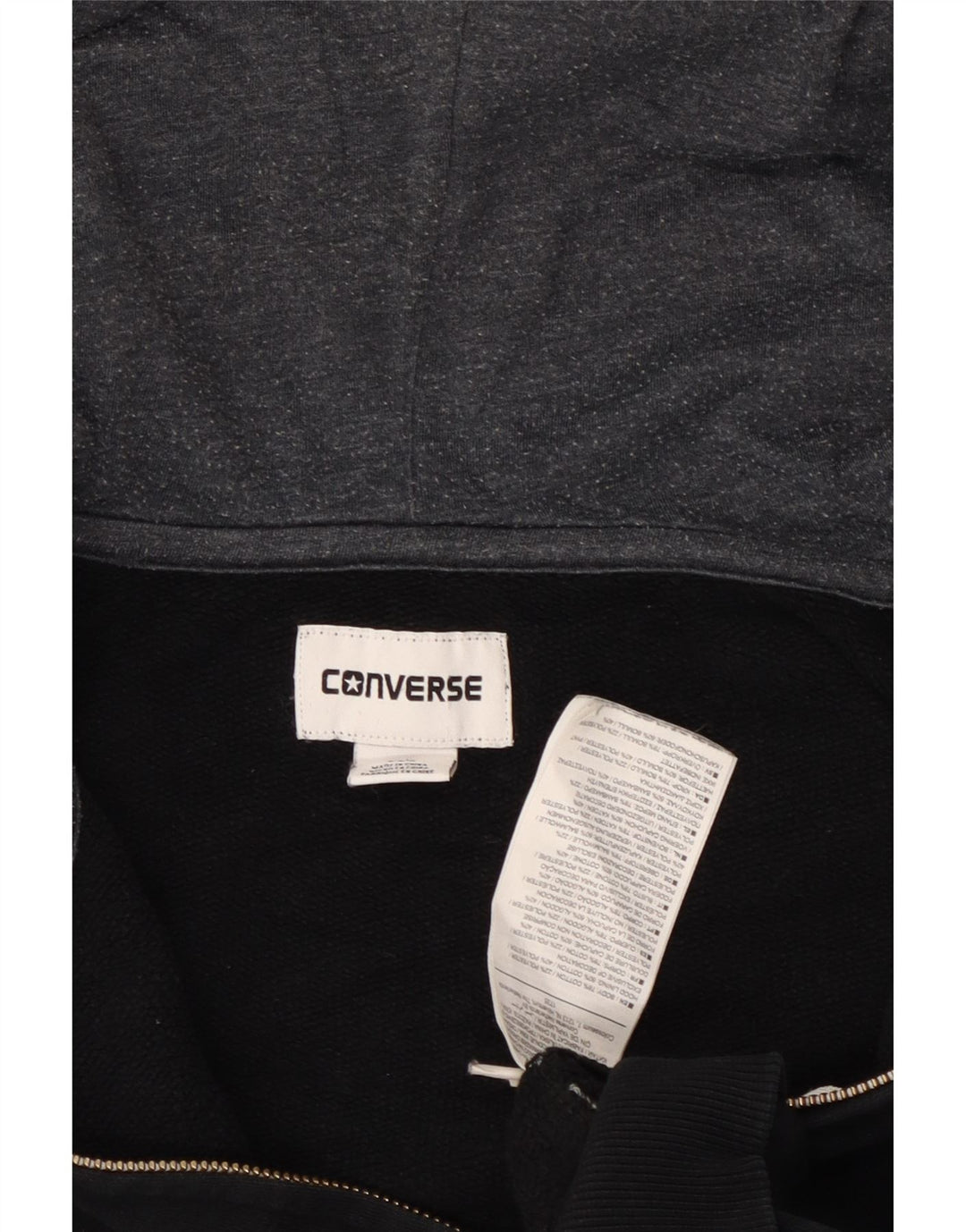 Женский свитер с капюшоном на молнии Converse Chuck Taylor UK 14, средний черный, хлопок