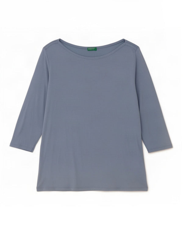 Женский топ Benetton с рукавом 3/4, Великобритания 14, большой синий хлопок
