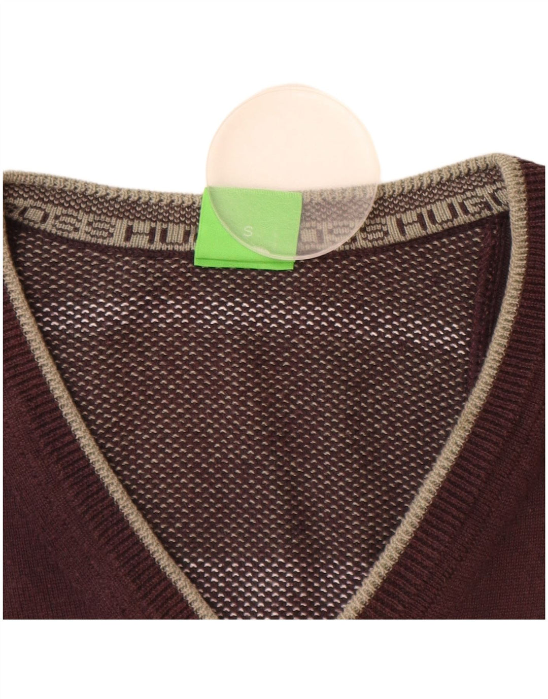 Мужской джемпер с v-образным вырезом HUGO BOSS, маленький коричневый хлопок