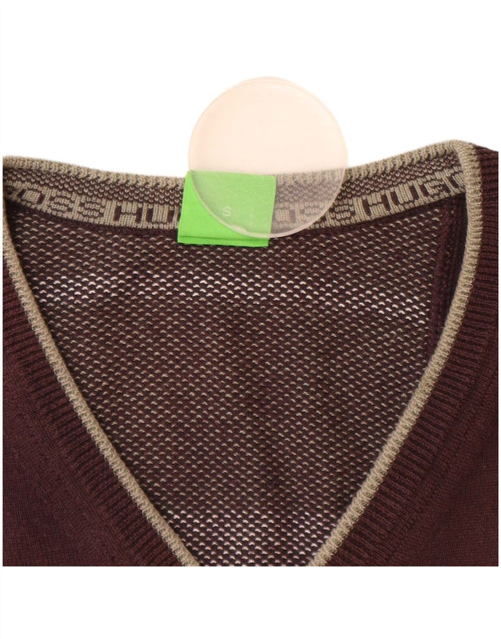 Мужской джемпер с v-образным вырезом HUGO BOSS, маленький коричневый хлопок