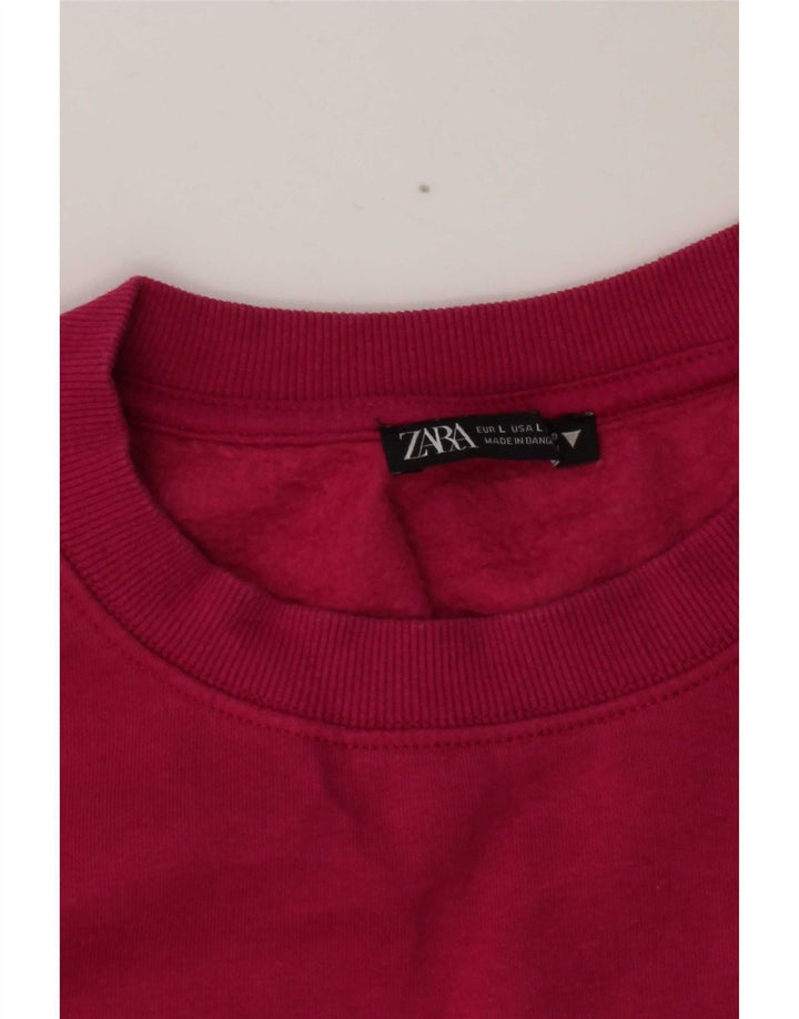 Женский укороченный свитер Zara UK 16, большой розовый