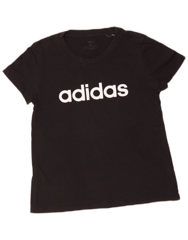 Женская футболка с рисунком Adidas Top UK 12/14, средний черный хлопок