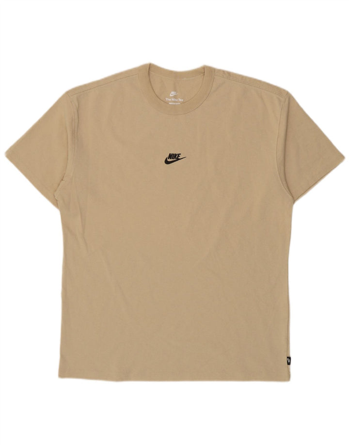 Мужская футболка свободного кроя Nike, хлопковый топ среднего бежевого цвета