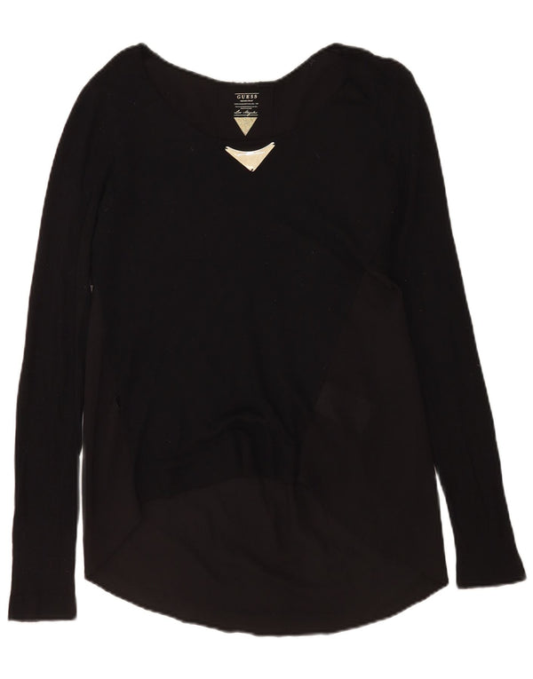 Guess Женская блузка с длинным рукавом Top UK 6 XS Черная вискоза