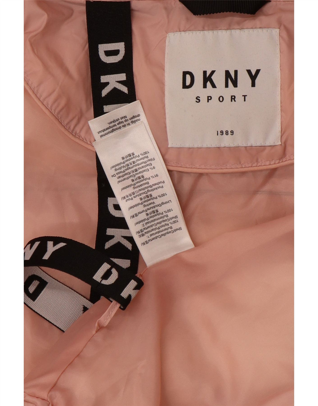 Женская пуховая куртка оверсайз с графическим рисунком Dkny UK 16, большой розовый цвет с блоками