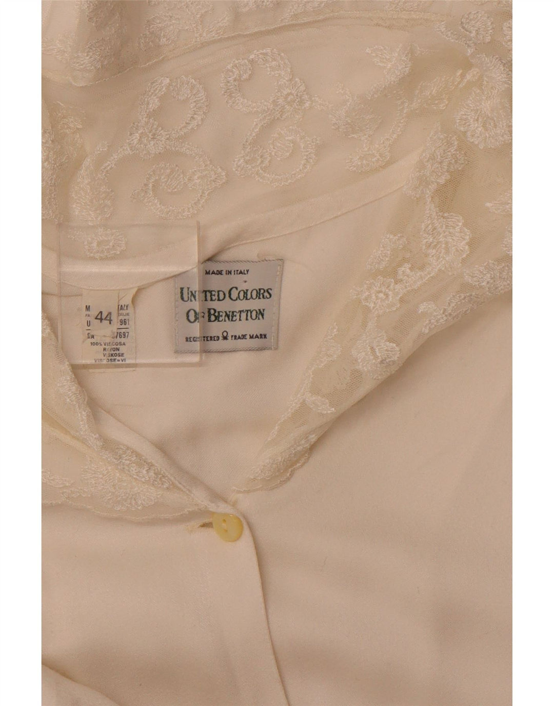 Блузка-рубашка женская BENETTON IT 44 Medium Off White Вискоза