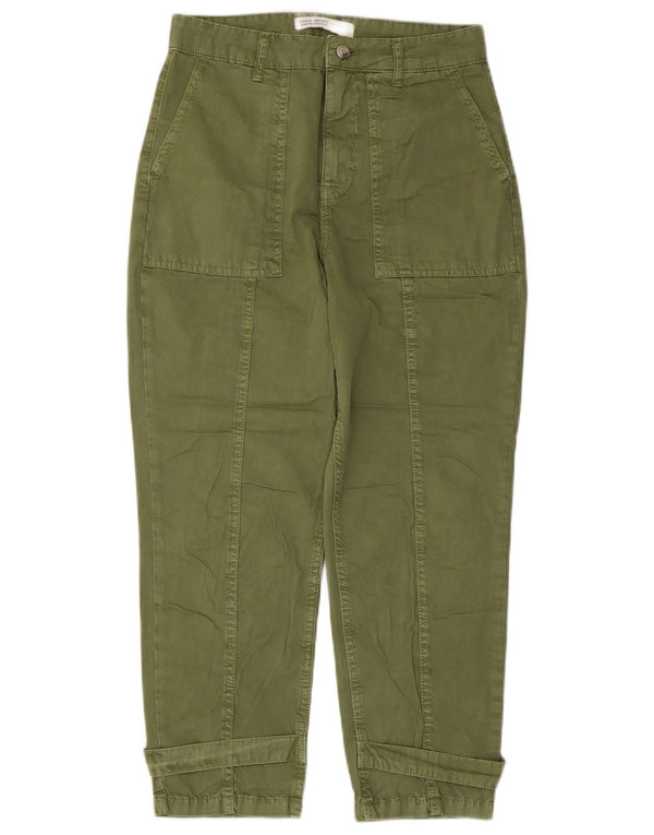 Женские брюки чинос с высокой талией Zara EU 34 2XS W24 L24, зеленые