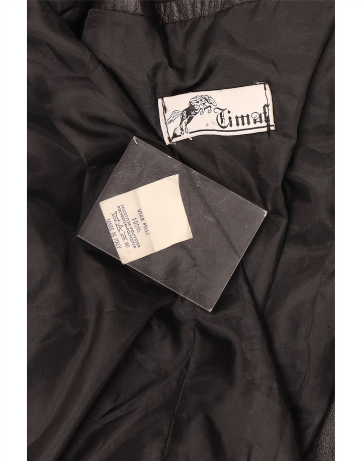 Винтажное мужское кожаное пальто, размер 62, 4XL, черное кожаное