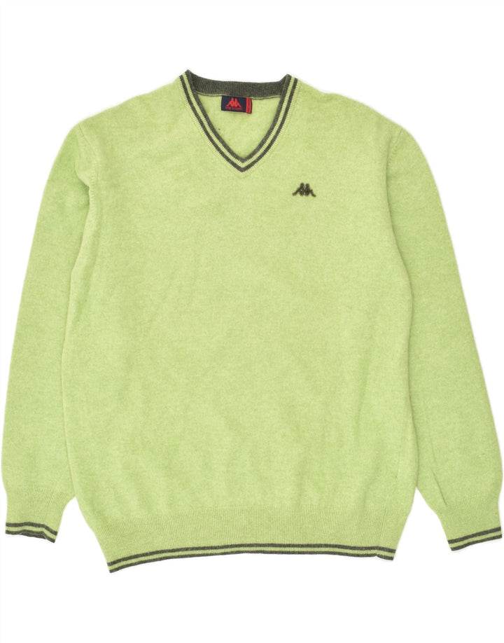 KAPPA Boys V-Neck Jumper Sweater 15-16 Years 3XL Green Virgin Wool | Vintage Kappa | Thrift | Second-Hand Kappa | Used Clothing | Messina Hembry 