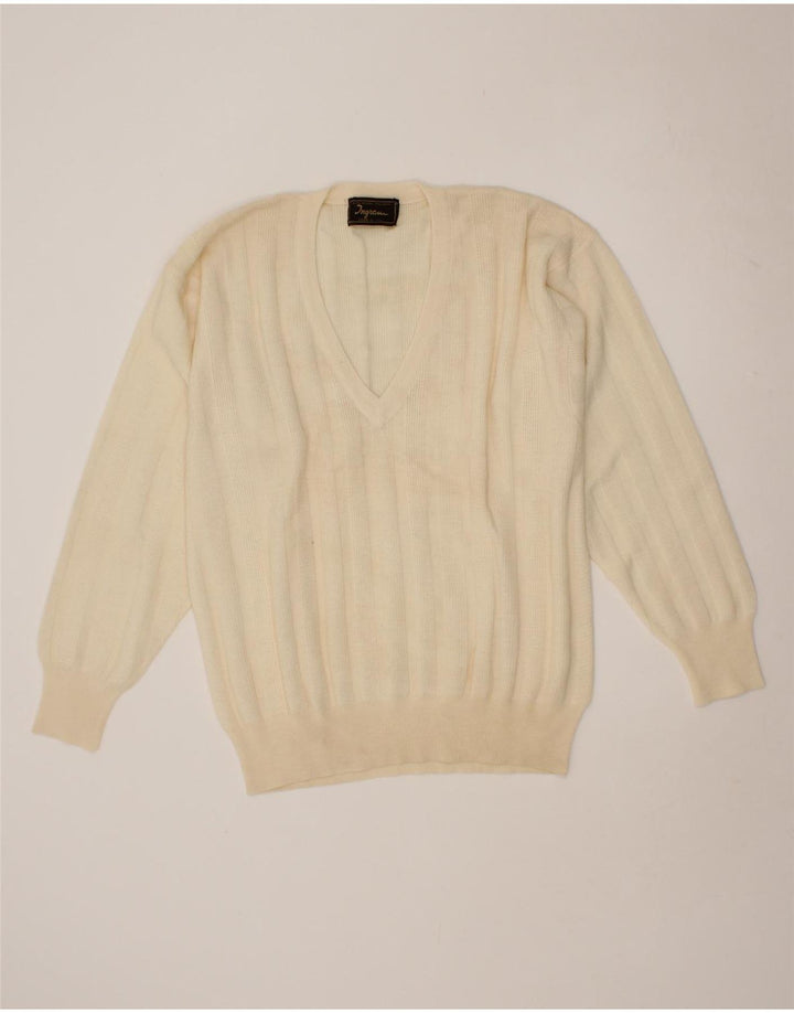 INGRAM Mens V-Neck Jumper Sweater XL Off White Vintage Ingram and Second-Hand Ingram from Messina Hembry 
