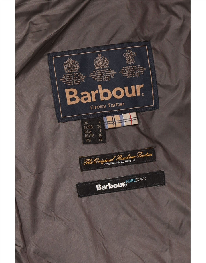 Женская стеганая куртка в клетку тартан Barbour UK 8 маленькая черная синтетическая зимняя