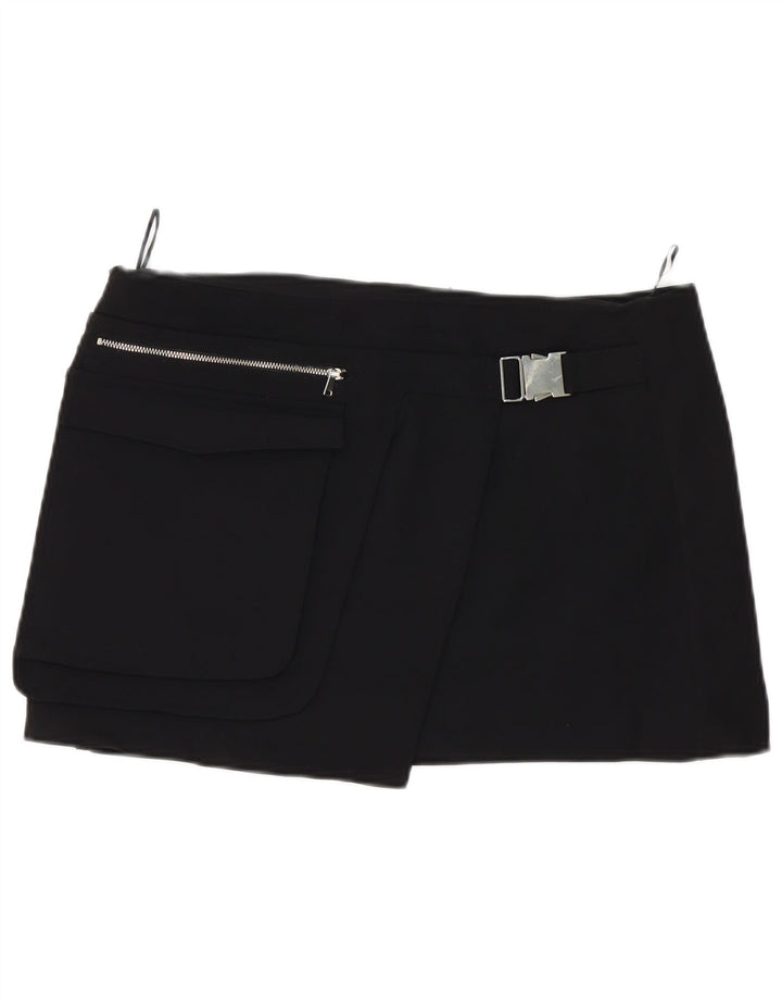 Женская мини-юбка с завышенной талией ZARA XL W32, черный полиэстер