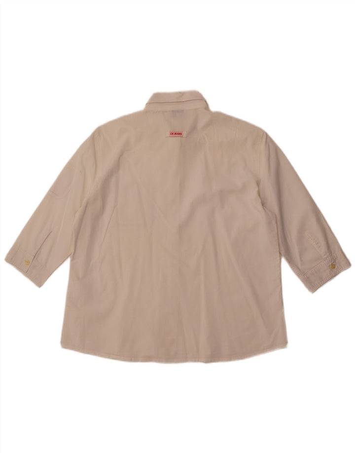 Женская рубашка с рукавом 3/4 CALVIN KLEIN JEANS UK 16, большая белая