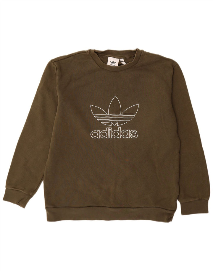 Мужской свитшот ADIDAS с рисунком, хлопковый джемпер среднего цвета хаки