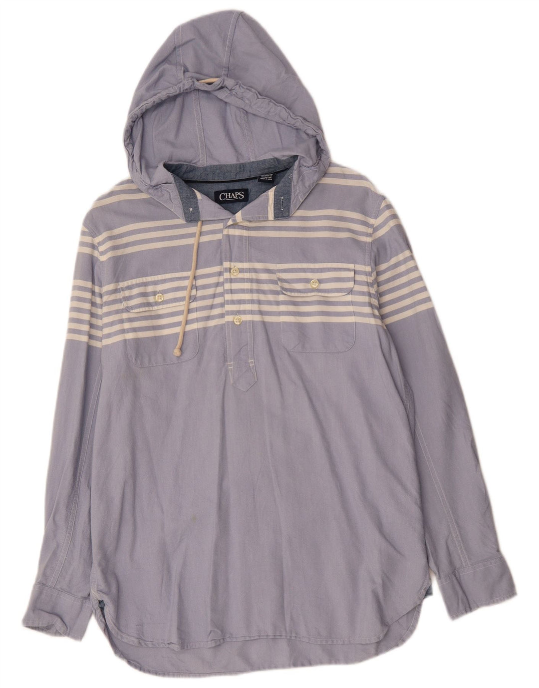 Мужской пуловер CHAPS с капюшоном, хлопковая рубашка среднего синего цвета в полоску