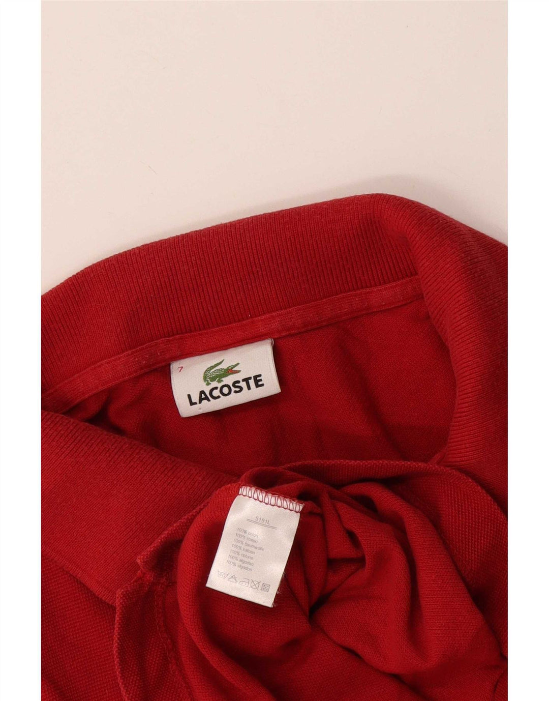 Мужская рубашка-поло Lacoste, размер 7, 2XL, красный хлопок