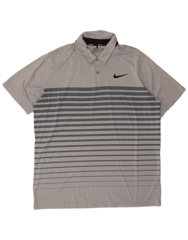 Мужская рубашка-поло Nike Dri Fit XL, полиэстер в серую полоску