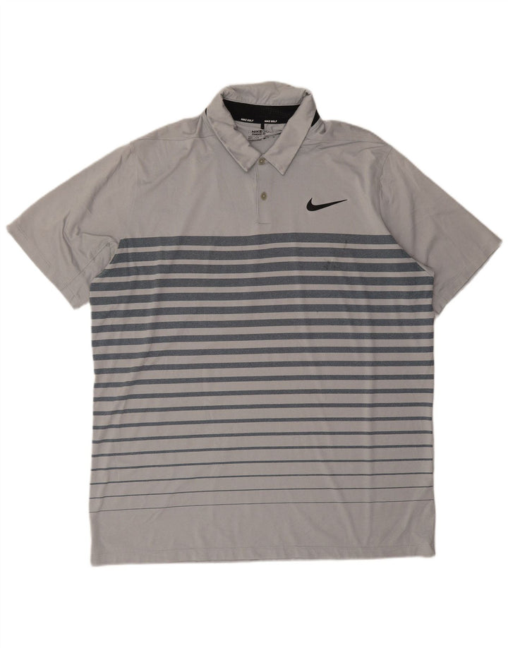 Мужская рубашка-поло Nike Dri Fit XL, полиэстер в серую полоску