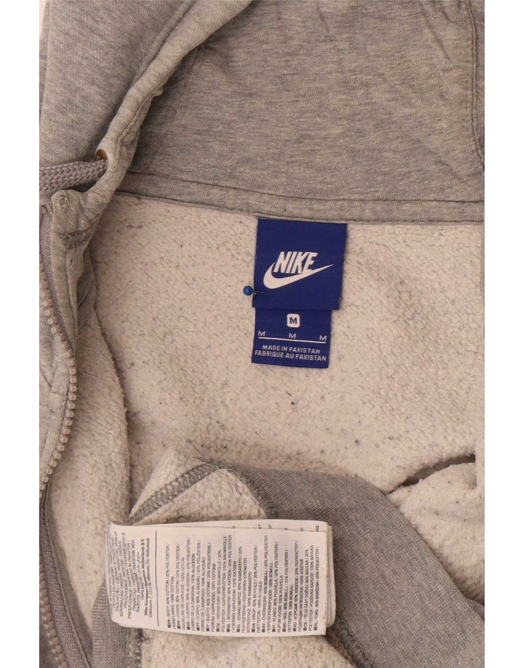 Мужской свитер с капюшоном на молнии Nike среднего серого цвета, хлопок