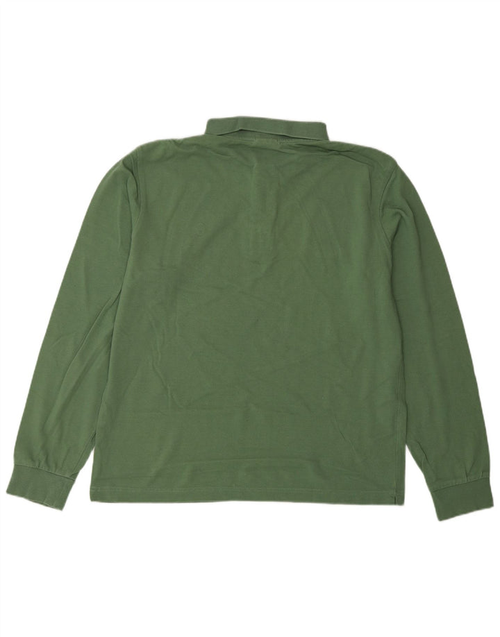 CONTE OF FLORENCE Мужская рубашка поло стандартного кроя с длинными рукавами, средний зеленый цвет