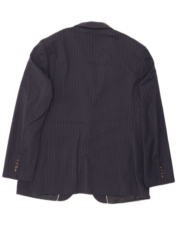 Мужской удлиненный пиджак Marks & Spencer UK 46 3XL темно-синий в тонкую полоску